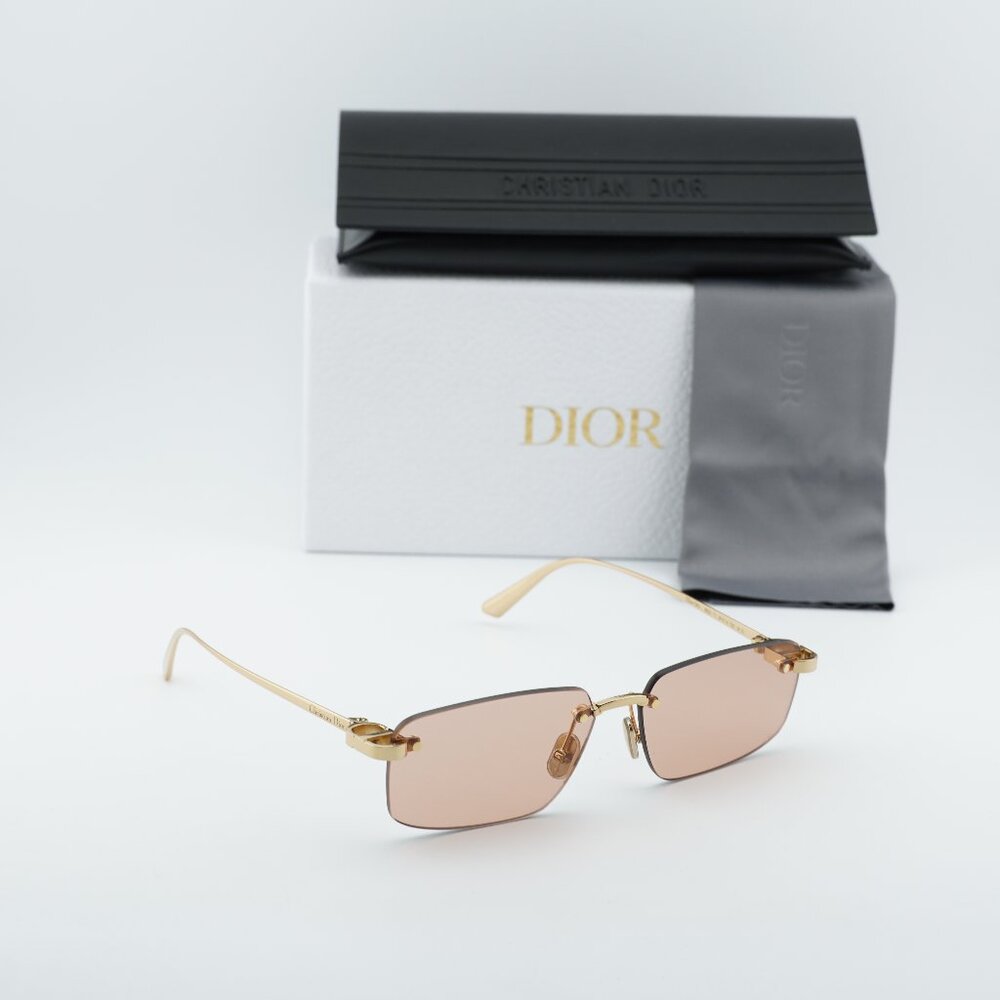 Dior CDIOR S4U B0L0 Rectangle Sunglasses - Gold/Pink